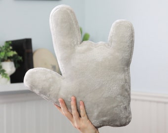 ASL ILY Pillow (I Love You) Hand Shape // Light Gray Microplush // Choose Your Design