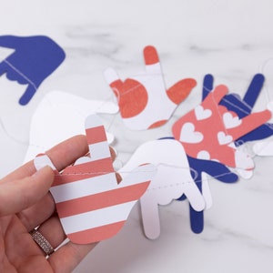 ILY Garland // Red White and Blue // Cardstock and Thread image 1