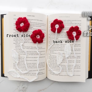 Crochet Flower Bookmarks // Choose Your Flower red puff flower