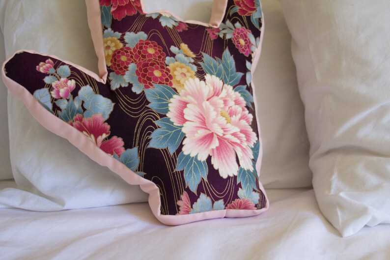 ILY I Love You Hand Shape Pillow // Gold Metallic Floral Design with Pink Trim// No. 35 image 4