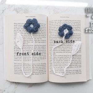 Crochet Flower Bookmarks // Choose Your Flower denim puff flower