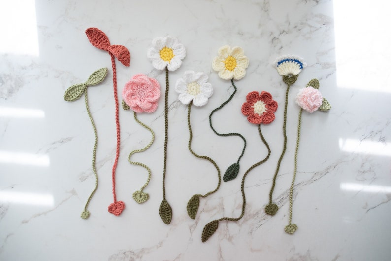 Crochet Flower Bookmarks // Choose Your Flower image 1