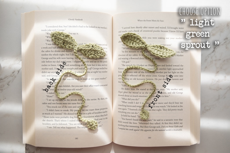 Crochet Flower Bookmarks // Choose Your Flower light green sprout