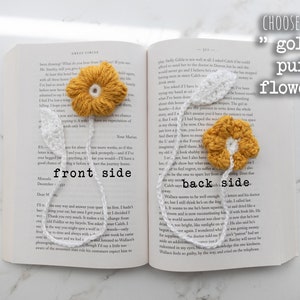 Crochet Flower Bookmarks // Choose Your Flower golden puff flower