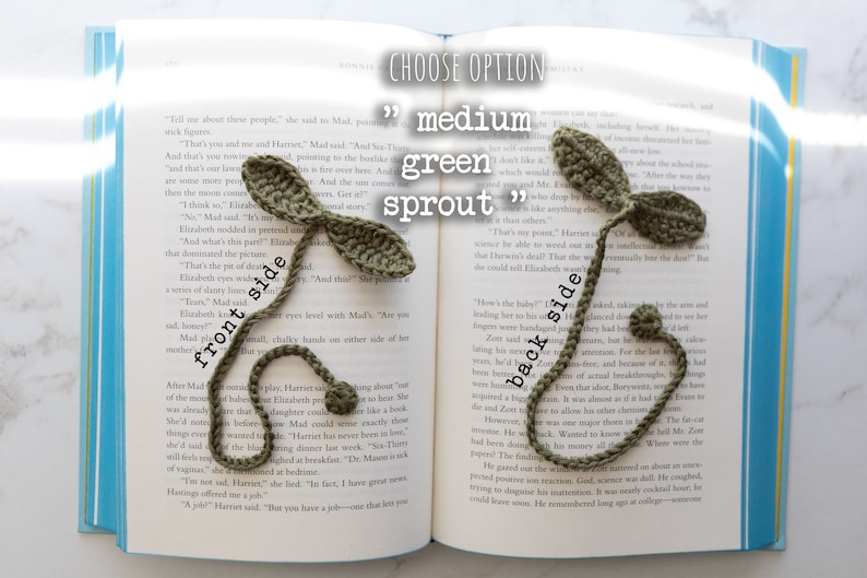 Crochet Flower Bookmarks // Choose Your Flower medium green sprout