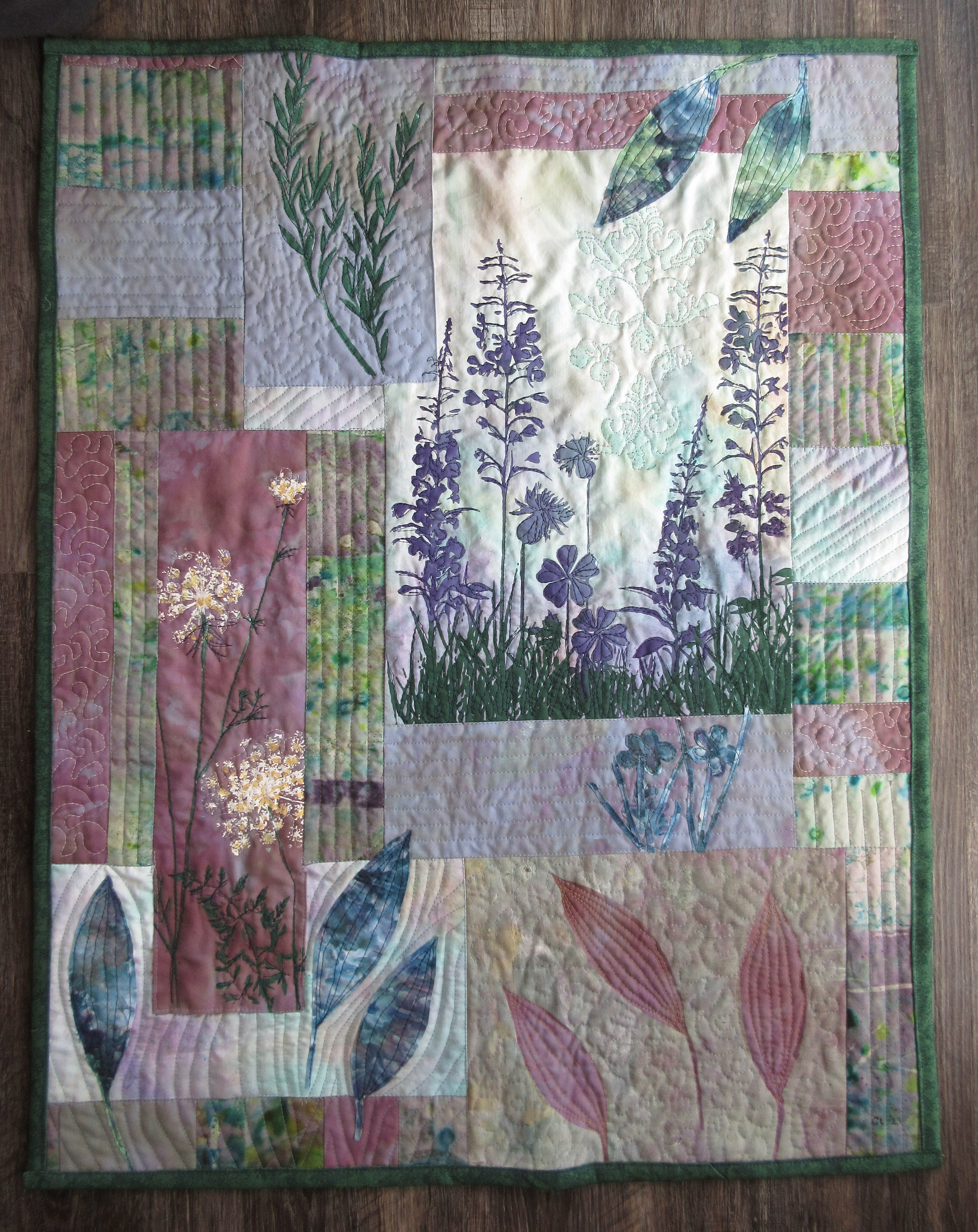 Hand Painted Botanical Fabric Art Quilt, Textile Wall Hanging - Etsy