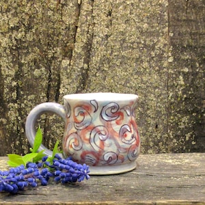 Coffee mug, cup hand painted pottery, stoneware, ceramic art