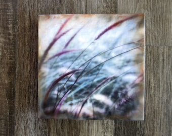 Encaustic art, wall art - Purple grasses