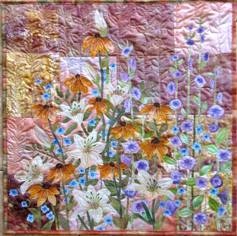 Art quilt made with hand painted fabric botanical art quilt Etsy