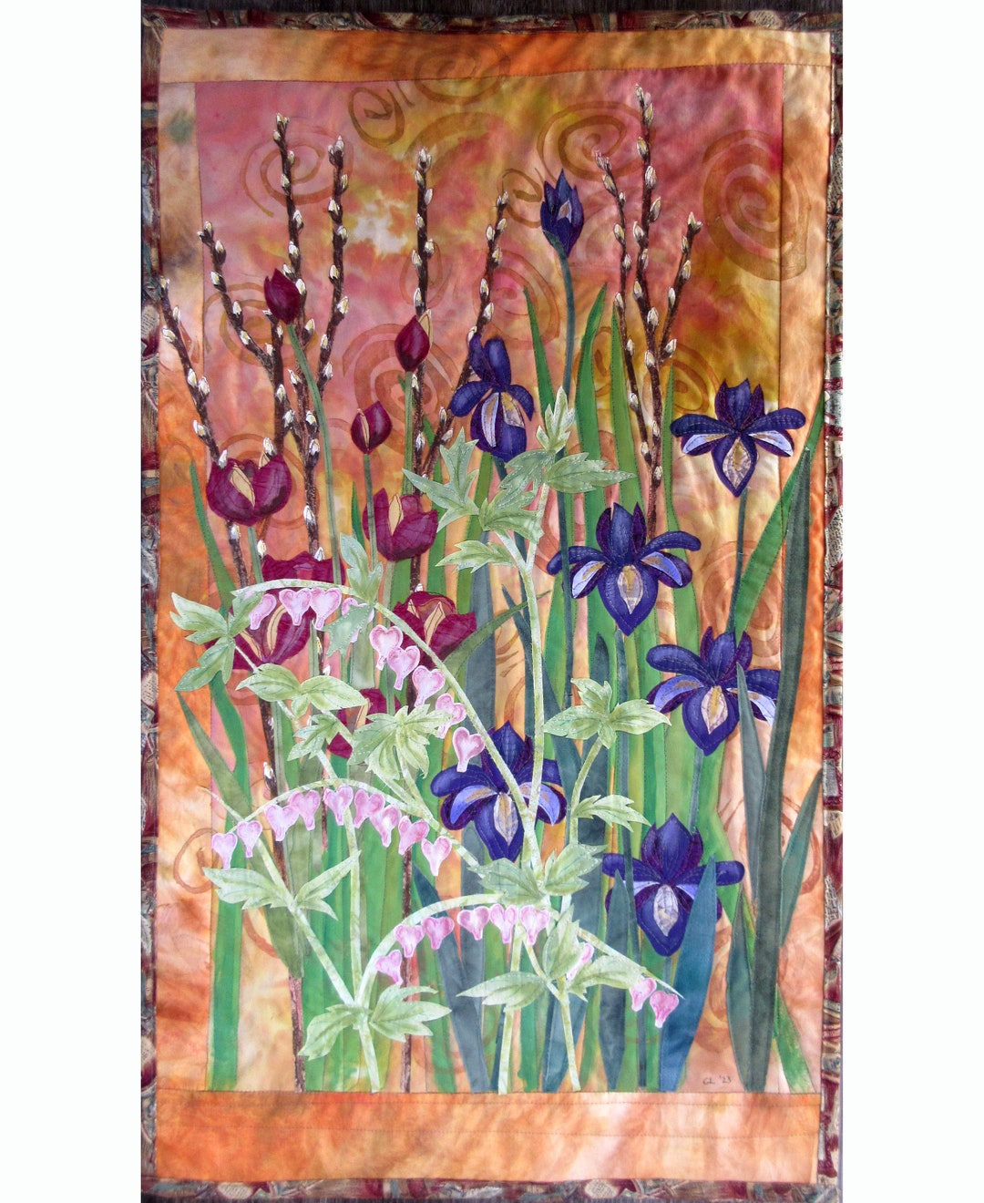 Hand Painted Fabric Art Quilt Wall Hangings Botanical Etsy