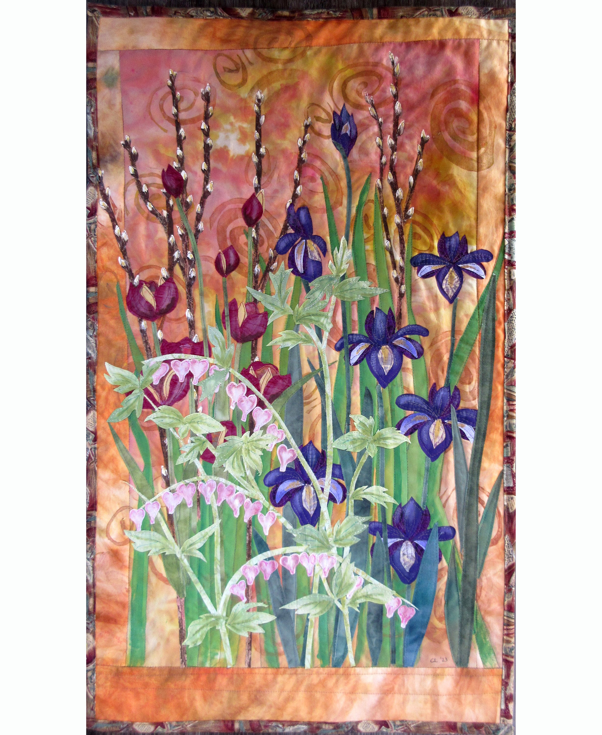 Hand Painted Fabric Art Quilt Wall Hangings Botanical Etsy