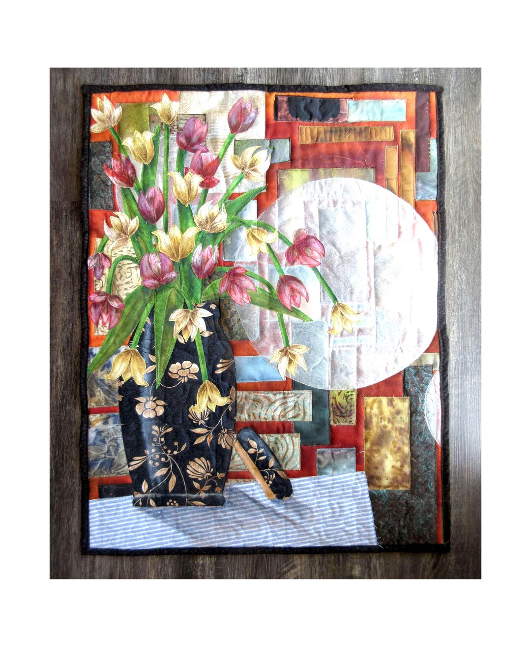 Hand-painted Floral Quilt, Botanical Textile Art Wall Hanging - Etsy