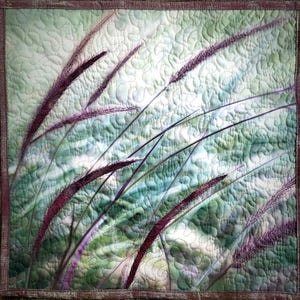 Quilted wall hanging, fabric art quilt, wall hangings, botanical textile art, home decor quilt - grasses