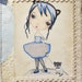 Hand made greeting card. Image by Ppinkydolls (Chrishanthi's art) on coffee stained paper vintage style no.1
