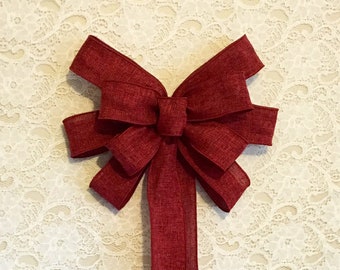 Red Apple Burlap Bow / Everyday Collection / Large Red Wreath Bow / 10" Red Burlap Bow