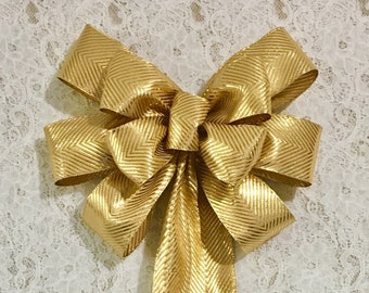 Metallic Chevron Holiday Bow / Metallic Luxe Wreath Bow / The Frosty Collection / Custom Bows By Jami