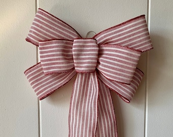 Vintage Pinstripe Linen Bow Small/ The Holidays in Plaid Collection/ Jami Lynn Home