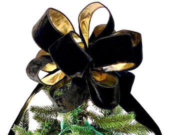 Black Coal Tree Topper Bow/ Black Tree Bow/ The Vintage Velvet Collection