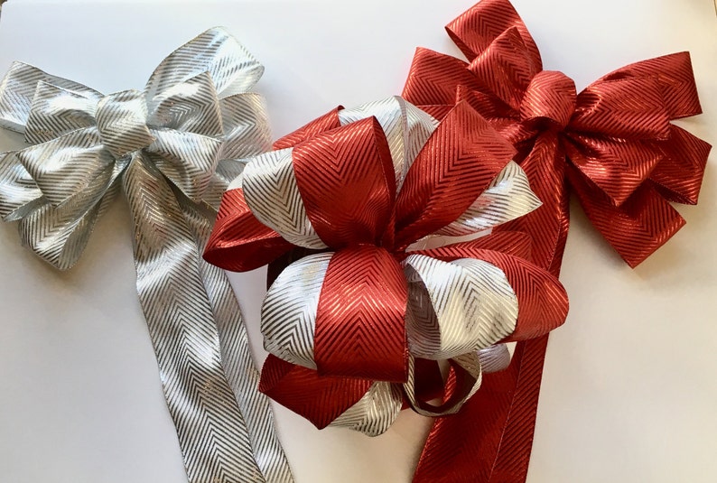 Handmade Christmas Bow Set/ Metallic Luxe Designer Bow Set/ Etsy