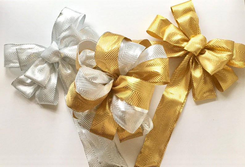 Handmade Christmas Bow Set/ Metallic Luxe Designer Bow Set/ Etsy