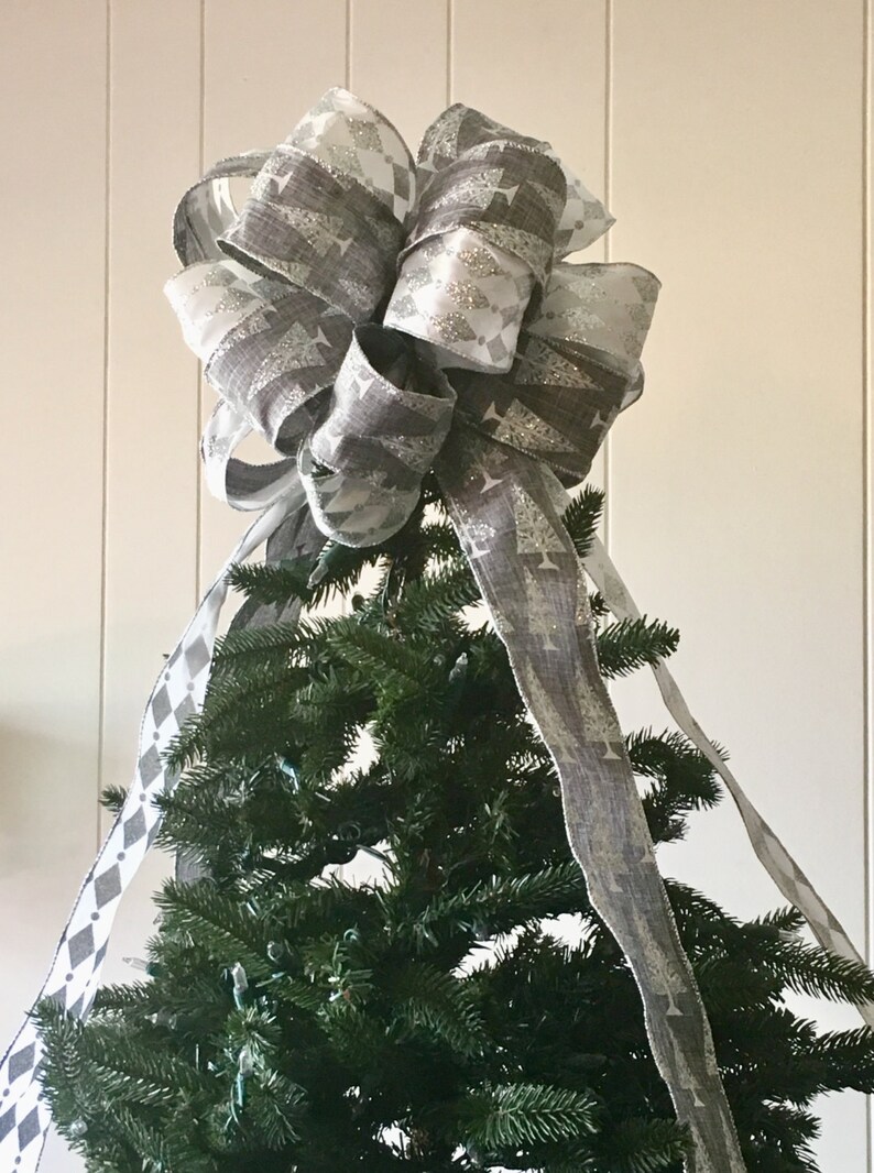 Linen Tree Topper Bow / Frozen Trees Christmas Tree Topper Bow - Etsy