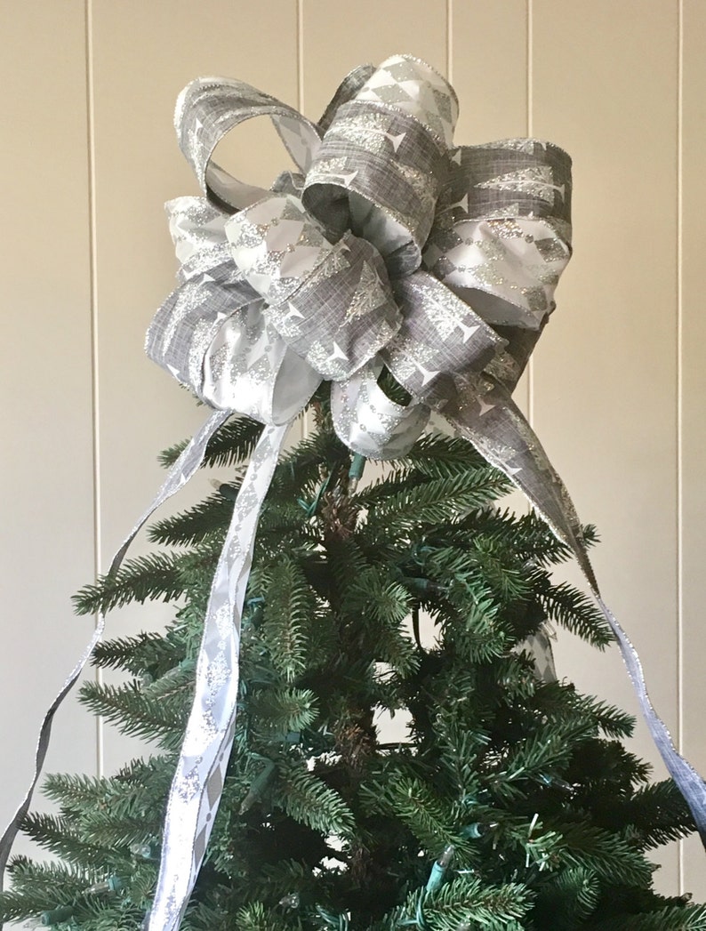 Linen Tree Topper Bow / Frozen Trees Christmas Tree Topper Bow Etsy