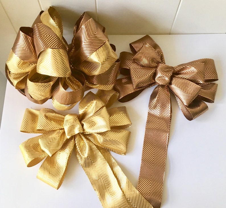 Handmade Christmas Bow Set/ Metallic Luxe Designer Bow Set/ Etsy