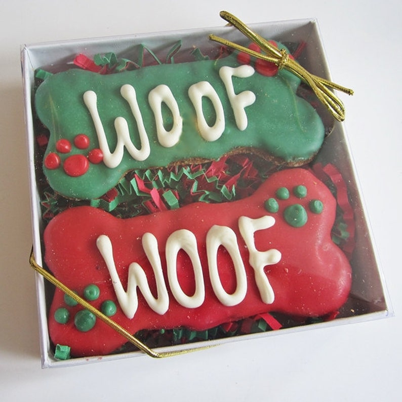 Woof Times Two Christmas Dog Treat Gift Box Christmas Dog Etsy