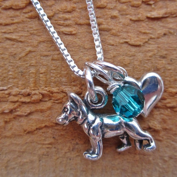 sterling silver german shepherd necklace