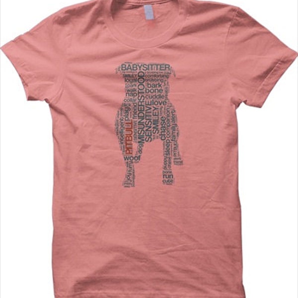 Pit Bull Text Salmon Unisex T-shirt - Size S, XXXL - Pit Bull T-Shirt, Pitbull T-Shirt, Pit Bull Mom, Pit Bull Dad, Pitbull Mom, Pitbull Dad