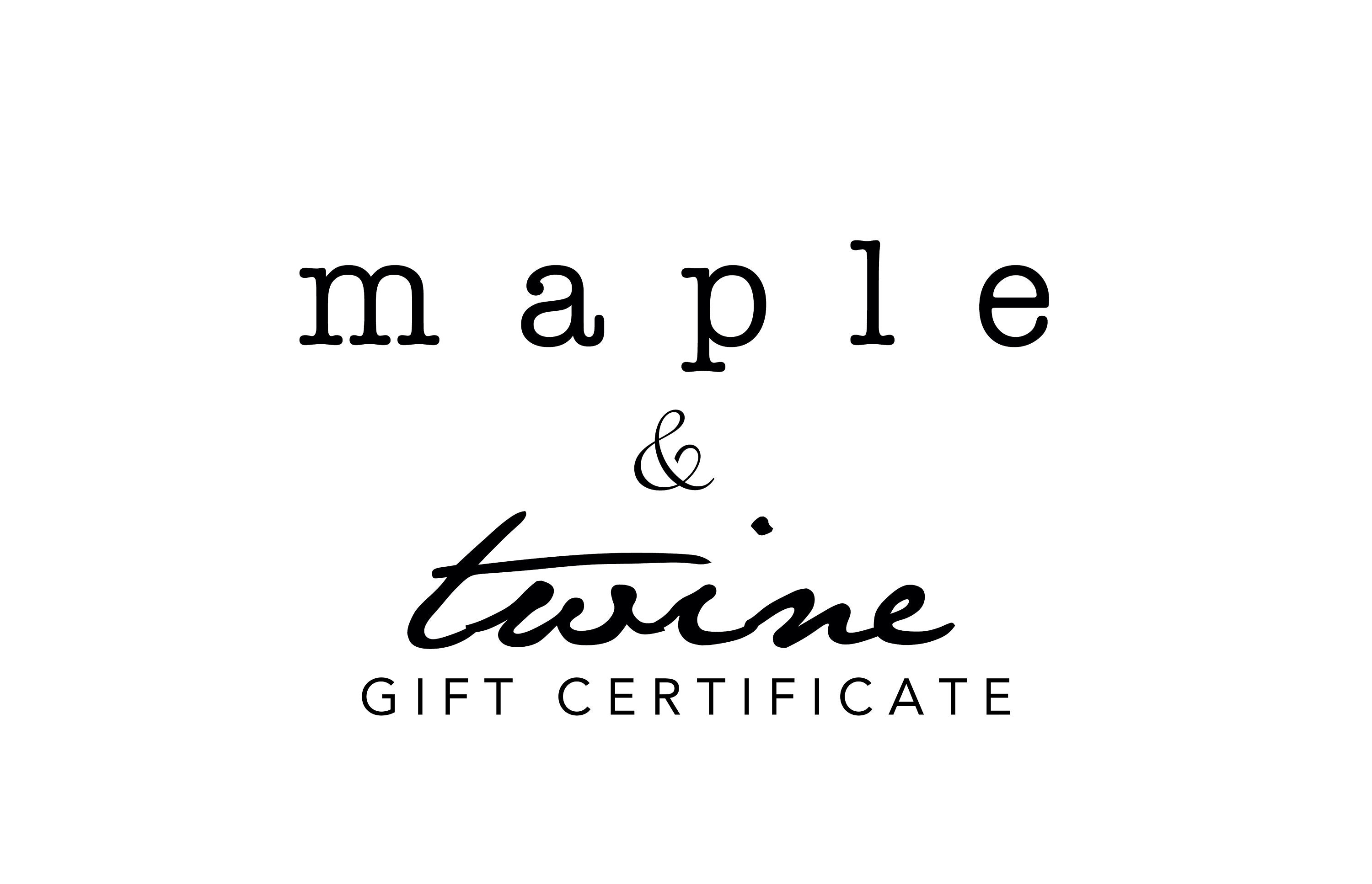 Maple and Twine Gift Certificate Etsy