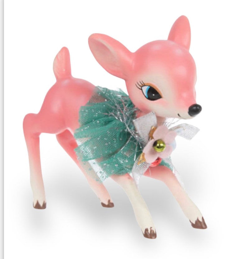Retro Style Pink Resin Reindeer Figure/ Resin Pink Reindeer Etsy