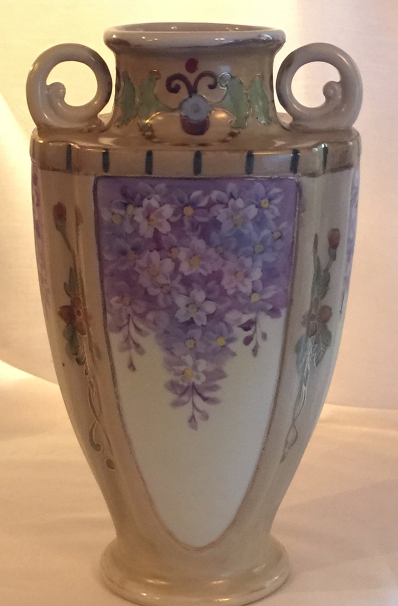 Antique Large Nippon Purple Floral Vase Ca. 1891 to Ca. 1921 Etsy