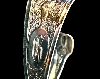 Antique George W. Shiebler Sterling Silver & 14K Gold Belt Buckle #4385 Antique George W. Shiebler Sterling Silver and 14K Gold Belt  main image 2