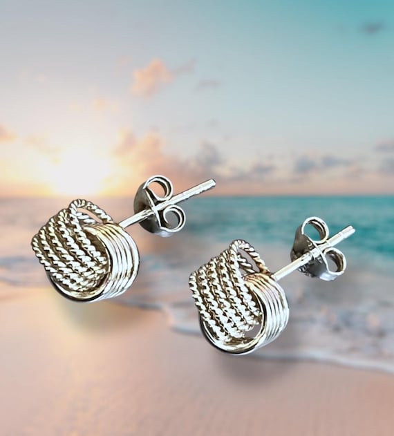 Sterling Silver 925 Love Knot Stud Earrings / Silver Knot Earrings / Sterling Silver Rope Knot Earrings / 925 Rope Knot Stud Earrings