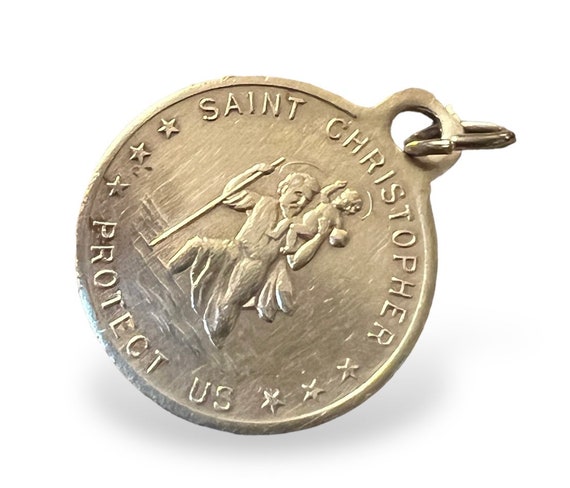 Vintage Brass St. Christopher 1.125" Coin Pendant… - image 4