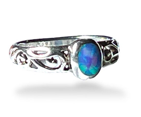 Sterling Silver 925 Opal Open Scroll Design Ring … - image 3