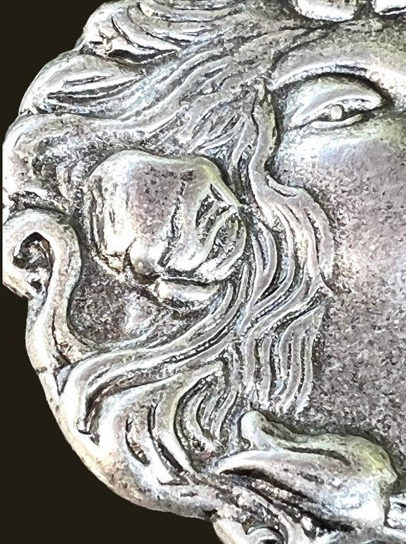 Art Nouveau Style Silver Metal Woman Brooch / Sil… - image 4