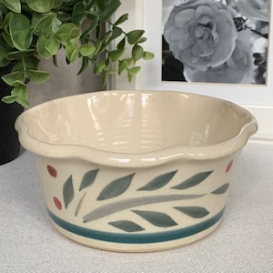 Hilltop Pottery Floral Ribbed Pottery Bowl / Hilltop Pottery Small Serving Bowl / Stoneware Pottery Dip Bowl