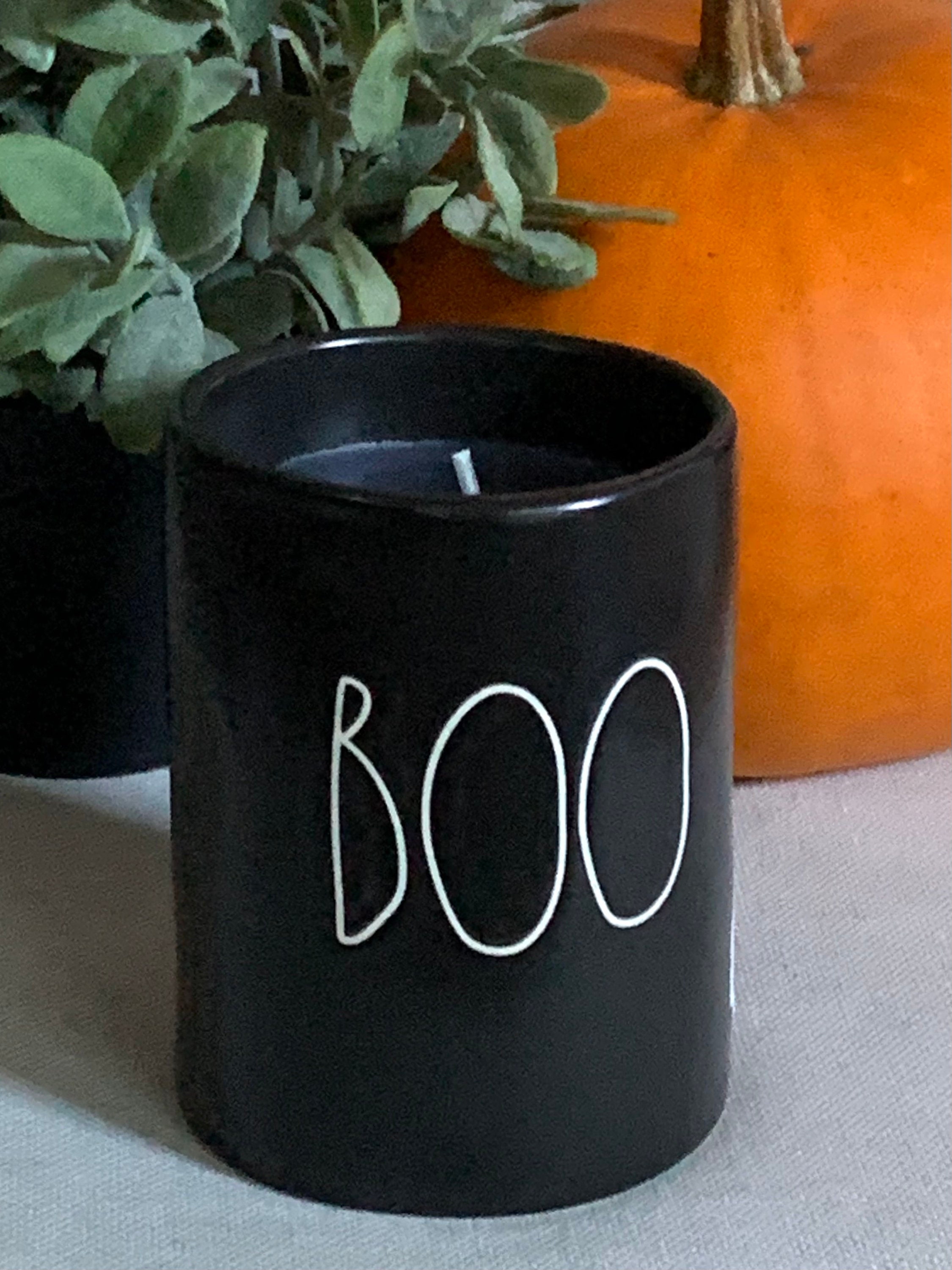 Rae Dunn Halloween BOO Double Sided Black Matte Candle Rae Dunn