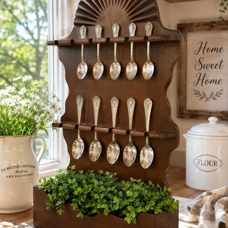 Tea Spoon Rak Vintage Spoon Rack Wood - Etsy