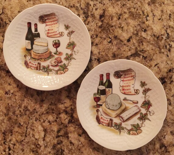 Set Of 2 Limoges France Porcelaine Wine And Cheese Serving Etsy