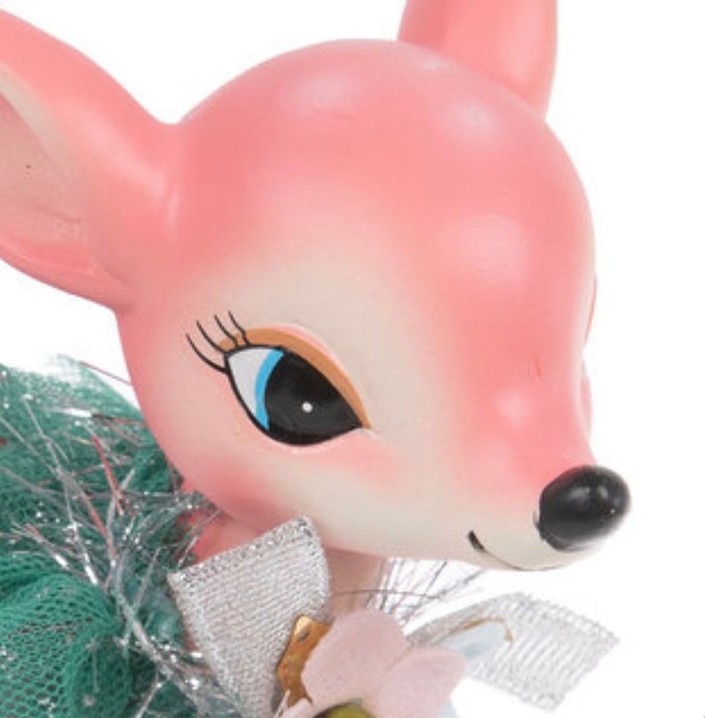 Retro Style Pink Resin Reindeer Figure/ Resin Pink Reindeer Etsy