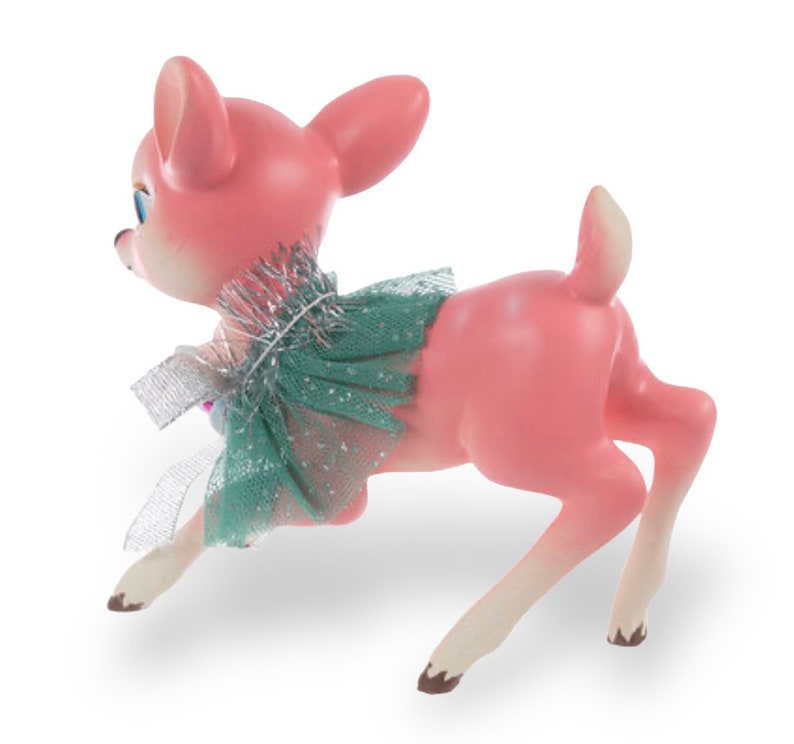 Retro Style Pink Resin Reindeer Figure/ Resin Pink Reindeer Etsy