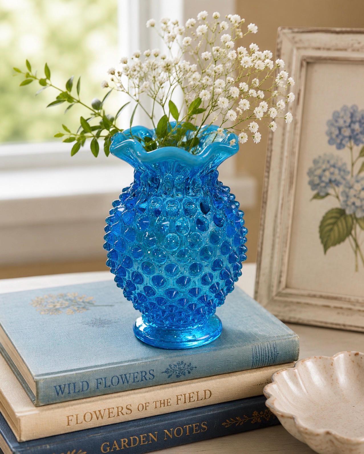 海外 アメリカ フェントン Fenton 花瓶 ブルー ガラス 水玉模様 Blue Fenton Vase - Etsy