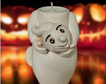 Halloween Headless Ghost Tea Light Holder / Halloween Ghost Candle Holder / Headless Ghost Halloween Candle