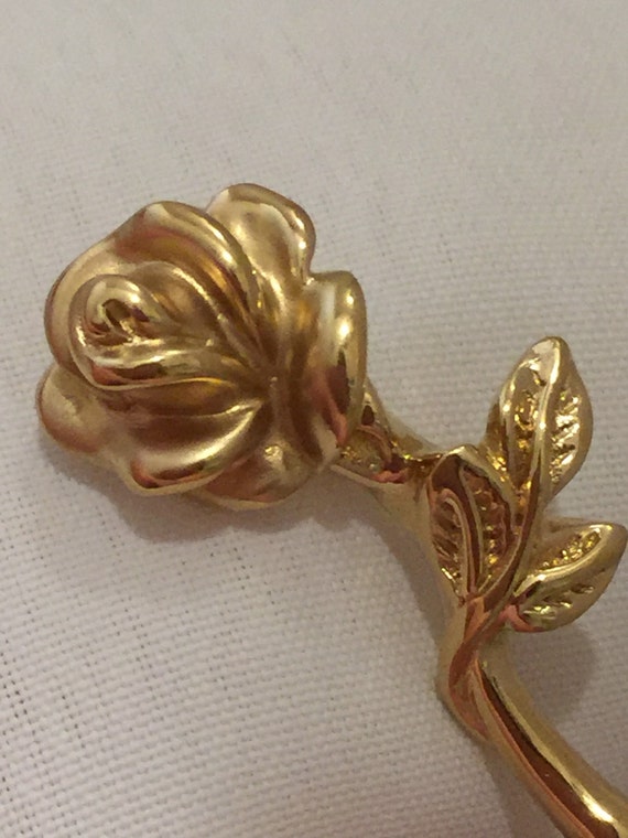 14K Yellow Gold Rose Flower Pin Brooch / 14K Yello