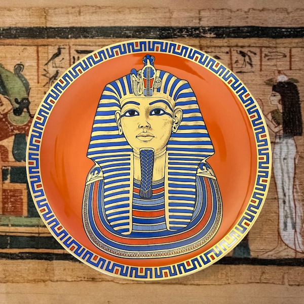 Genuine Kaiser Porcelain Tut-Ankh-Amun Gold Mask Egyptian King Plate / King Tut Collectors Plate / Kaiser W. Germany Porcelain King Tut