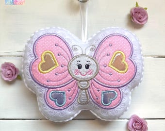 New! Personalized, Butterfly Tooth Fairy Pillow, with tooth and hearts, great gift idea girl or boy ~ 2 versions