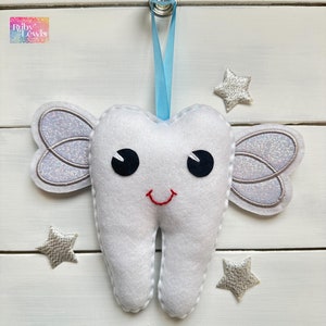 The Original Personalized Tooth Fairy Pillow with Fairy Wings - boys or girls - optional crown
